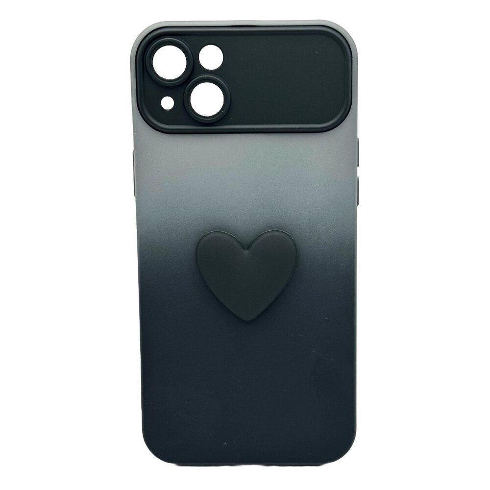 iPhone 15 Ombre Case with 3D Heart Decoration